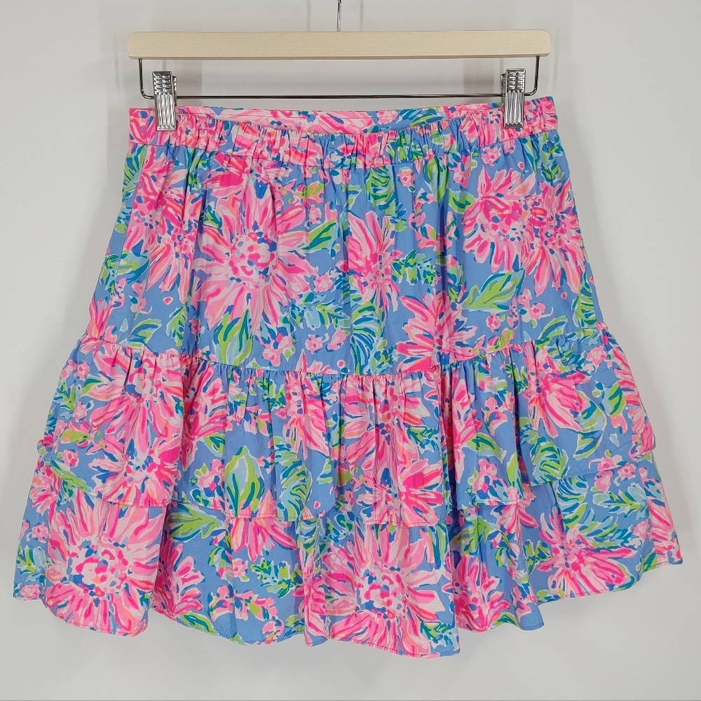 Lilly Pulitzer Pink Blue Green Floral Two-Piece Mini Dress Set - Picture 10 of 11